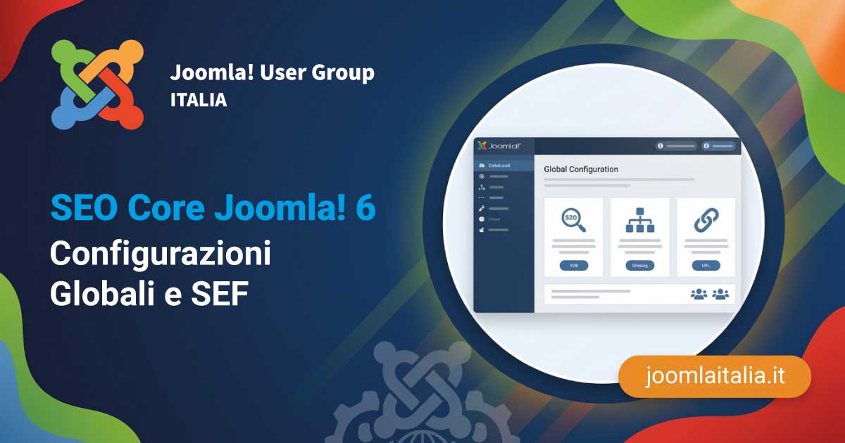 Configurazione SEO Joomla 6 con URL SEF, riscrittura .htaccess e metadati globali.