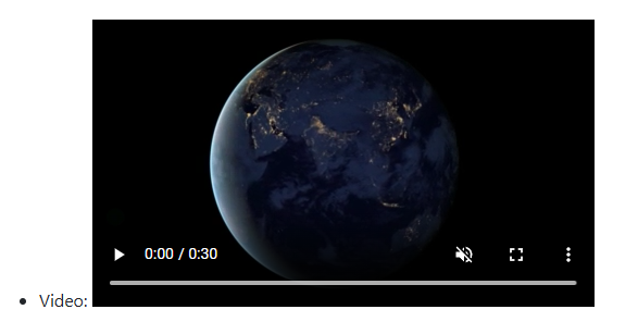 Campo video con lettore audio nativo del browser e immagine di anteprima