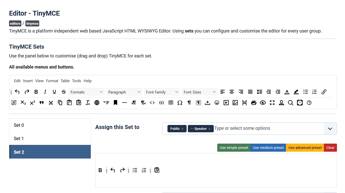 Editor TinyMCE