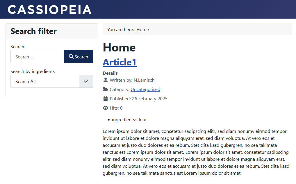 Frontend con filtro